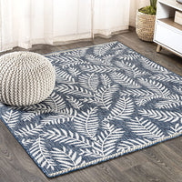 Nevis Palm Frond Indoor/Outdoor Navy/Ivory soft Area Rug