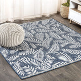 Nevis Palm Frond Indoor/Outdoor Navy/Ivory soft Area Rug