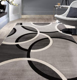 Contemporary Abstract Circles Soft Gray Area Rug