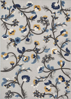 Darla Floral Grey Indoor/Outdoor Area Rug Stain Resistant Modern Carpet