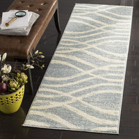 Modern Wave Distressed Area Rug, Cream / Slate