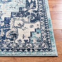 Boho Chic Medallion Distressed Soft Area Rug, Teal / Navy