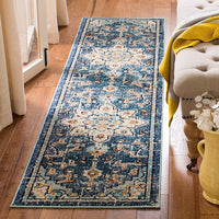 Boho Chic Medallion Distressed Soft Area Rug, Blue / Light Blue