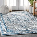 Modern Persian Vintage Medallion Light Grey/Blue Area Rug