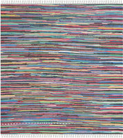 Hand-Woven Grey and Multi Flatweave Cotton Area