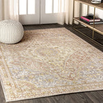 Petras Modern Ornate Medallion Area Rug, Gray/Brown