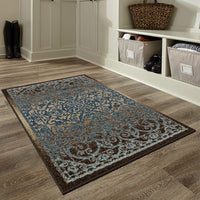 Maples Rugs Pelham Vintage Kitchen Rugs Non Skid Blue/Walnut