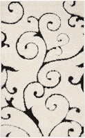 Premium Swirl Thick Plush  Ivory/Black Area Shag Rug