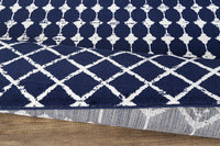 Contemporary Trellis Navy/Ivory/Teal Area Rugs