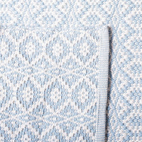 Handmade Cotton Rug, Ivory / Light Blue