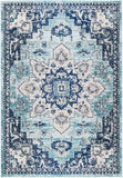 Boho Chic Medallion Distressed Soft Area Rug, Teal / Navy