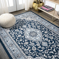 Palmette Modern Persian Floral Soft Area Rug  Blue/Navy