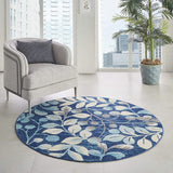 Tranquil Contemporary Botanical Navy Soft Area Rug