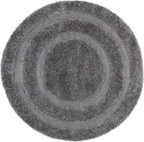 Grey Box Border Textured Thick Plush Shag Area Rug