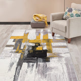 Abstract Gold Gray Ivory Area Rug