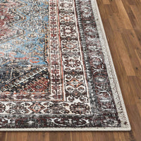 Menda Red Machine Washable Vintage Distressed Persian Soft Area Rug