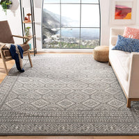 Moroccan Boho Distressed Area Rug Dark Grey / Ivory