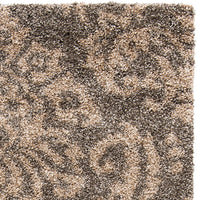 Damask Plush 1.2-inch Thick  Shag Area Rug, Smoke / Beige