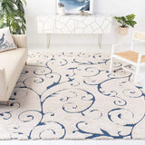 Premium Swirl Thick Plush Cream/Blue   Area Shag Rug