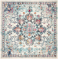 Boho Chic Medallion Distressed Soft Area Rug, Cream / Blue