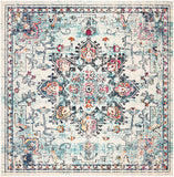 Boho Chic Medallion Distressed Soft Area Rug, Cream / Blue