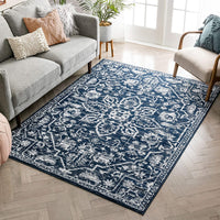 Dazzle DISA Vintage Medallion Dark Blue Soft Area Rug