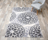 Floral Gray/Grey Off-white Area Rug