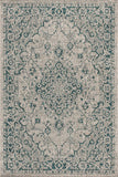 Rozetta Boho Medallion Textured Weave Indoor/Outdoor Gray/Teal Area Rug