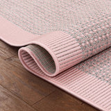 Blush Pink Indoor/Outdoor Flat Weave Pile Solid Color Border Pattern