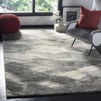 Modern Abstract Grey and Ivory Round Area Rug