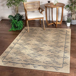 Beige Blue Indoor/Outdoor Flat Weave Pile Nordic Diamond Pattern Area Rug