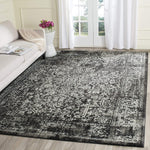 Vintage Oriental Black Grey Soft Area Rug