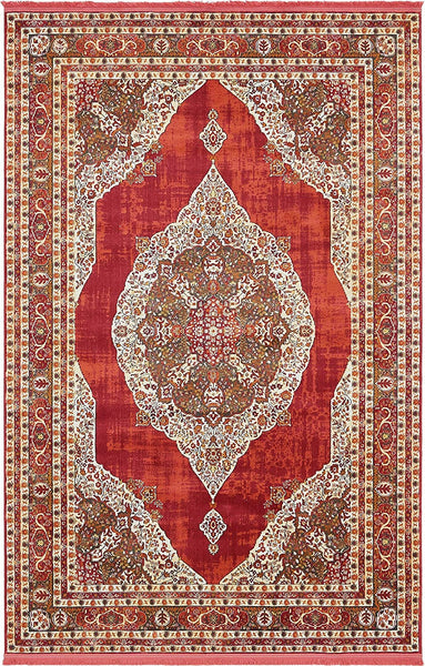 Vintage Traditional Red Ivory Terracotta Area Rugs