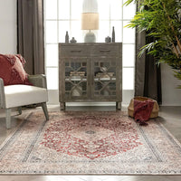 Tonti Red Distressed Persian Area Rug