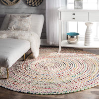 Hand Braided Ivory Multi-color Soft Area Rugs