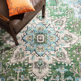 Boho Chic Medallion Distressed Soft Area Rug, Green / Turquoise