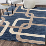 Interlocking Modern Blue Soft Area Rug