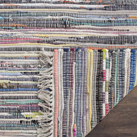 Hand-Woven Grey and Multi Flatweave Cotton Area