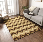 Miami Bourban Chevron Gold Modern Area Rug