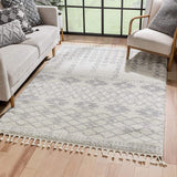 Beige Moroccan Shag Diamond Medallion Pattern Runner Rug