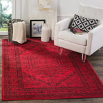 Oriental Vintage Distressed Medallion Red/Black Soft Area Rug