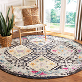 Boho Diamond Distressed Area Rug, Black / Yellow