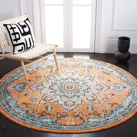 Boho Chic Medallion Distressed Soft Area Rug, Orange / Teal