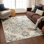 Carpi Blue & Grey Oriental Medallion Area Rug