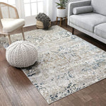 Perla Beige & Blue Vintage Floral Area Rug