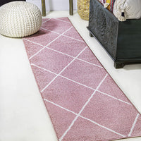 JONATHAN Y Minimalist Diamond Trellis soft Area Rug Bedroom Kitchen Multi/White