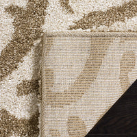 Damask Plush Thick Shag Area Rug, Cream / Beige
