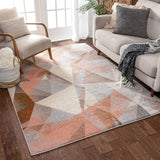 Modern Triangle Pattern Abstract Blush Pink Multi-Color Soft Area Rug