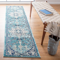 Boho Chic Medallion Distressed Soft Area Rug, Teal / Navy