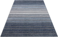 Boer Blue Geometric Stripes Pattern Area Rug